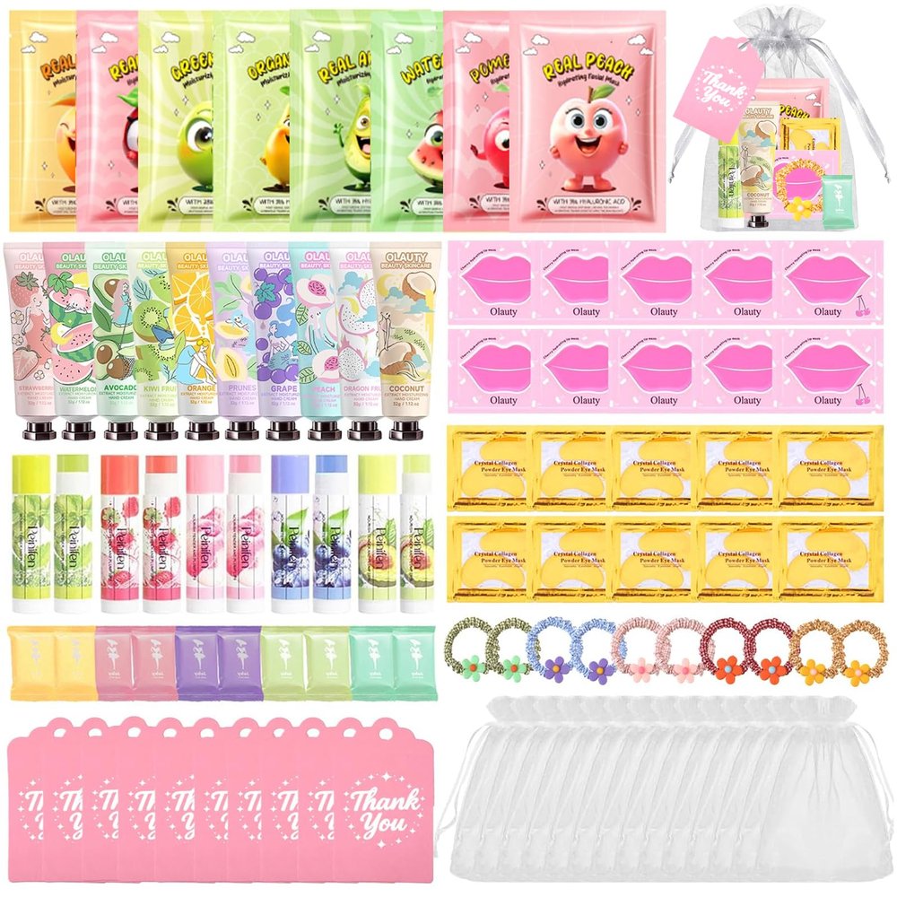 90 PCS Spa Skincare Set for Kids, Spa Party Favors Supplies For Teens 10-12, Include Face Masks,Lip Balm,Hand Cream,Lip Mask,Bulk Gifts,Christmas Stocking Stuffers For Girls Ages 8-12