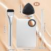 5 Pcs Makeup Mixing Palette with Foundation Brush, Puff and Spatula Set, Professional Stainless Steel Makeup Palette Cosmetic Accessories Set for Women Girl Cosmetic,Nail Art,Pigment Blending view 2