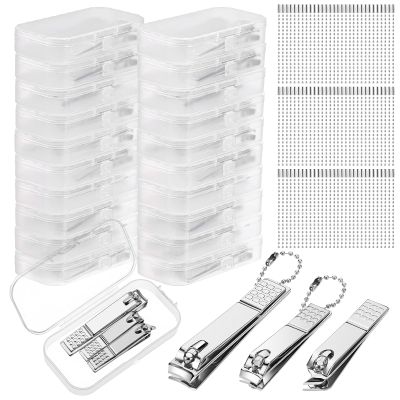 60 Pcs Nail Clippers Bulk, Stainless Steel Fingernail and Toenail Clippers with 100 Chains and 20 Boxes Portable Nail Cutters for Men Women Travel Manicure Pedicure Trimmer Kit