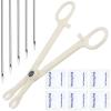 Body Piercing Needles Kits, Disposable Stainless Steel Needles with Forceps Clamp, Suitable for Ear Nose Septum Ear Tragus Helix Labret Nipple Lip Navel (16G-white) view 1