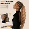 30 Inch Ponytail Extension, Layered Ponytail Extensions for Women, Soft Wavy Claw Clip in Ponytail Extension, Natural Synthetic Hair Pieces for Women (Light Brown with Bleach Blonde Highlights) view 4