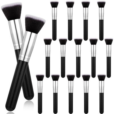 16 Pcs Flat Top Foundation Brush Face Blush Makeup Brush for Liquid, Cream, Powder, Blending, Buffing, Stippling Face Makeup Tools