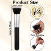 16 Pcs Flat Top Foundation Brush Face Blush Makeup Brush for Liquid, Cream, Powder, Blending, Buffing, Stippling Face Makeup Tools view 2