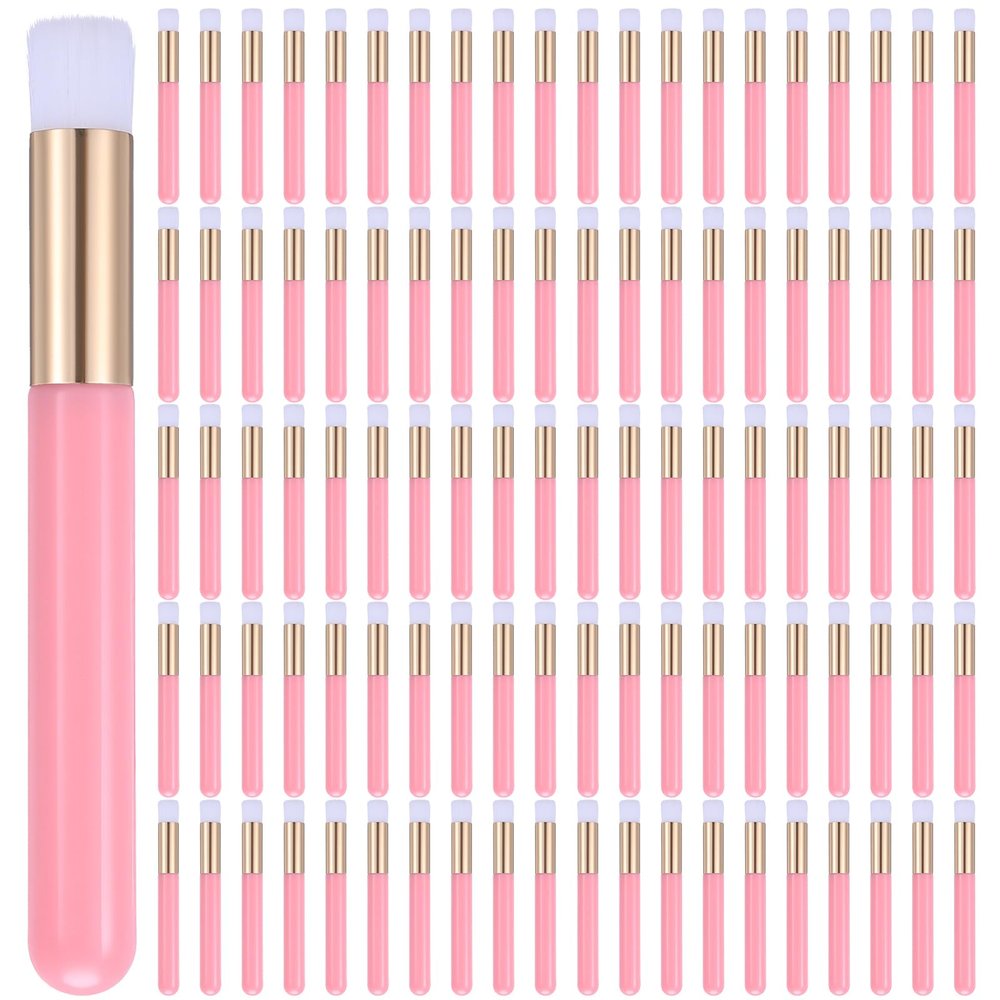 100 Pieces Lash Brushes for Cleaning, Lash Shampoo Brushes Eyelash Extension Cleansing Blackhead Removing Brush Nose Pore Deep Cleaning Facial Cleansing Brush (Pink, 3.8Inch)