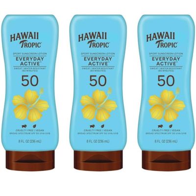 (3 pack) Everyday Active Sunscreen Lotion, 50 SPF, 8 fl oz, Water Resistant Adult Sunblock, BROAD SPECTRUM PROTECTION from UVA and UVB rays