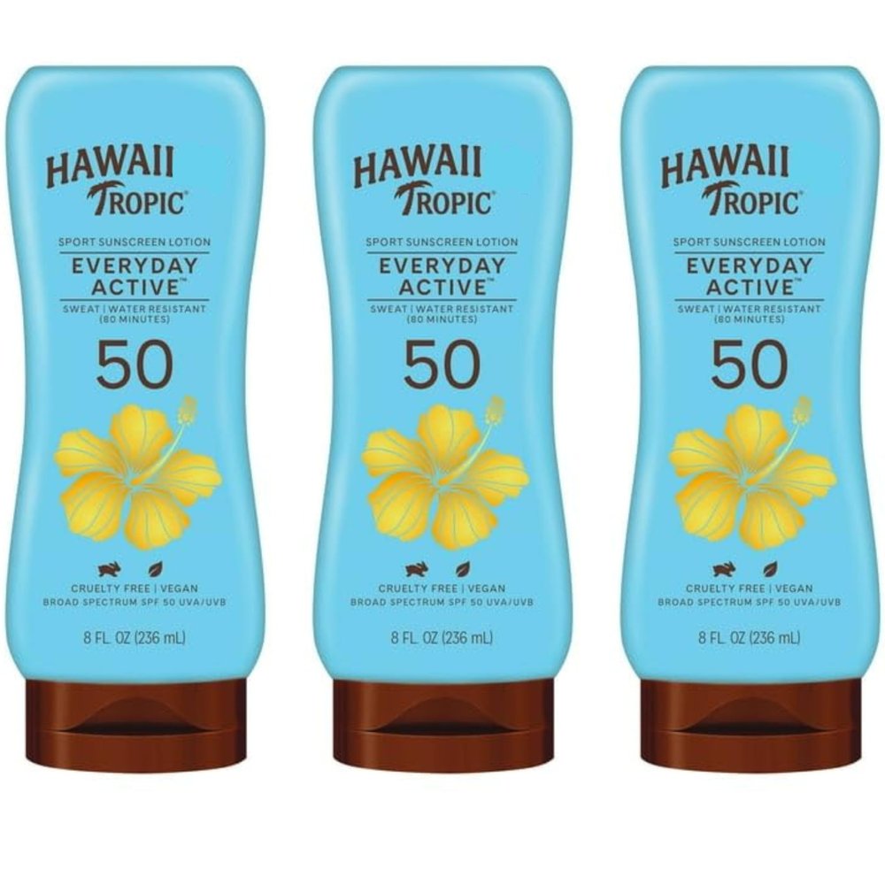 (3 pack) Everyday Active Sunscreen Lotion, 50 SPF, 8 fl oz, Water Resistant Adult Sunblock, BROAD SPECTRUM PROTECTION from UVA and UVB rays