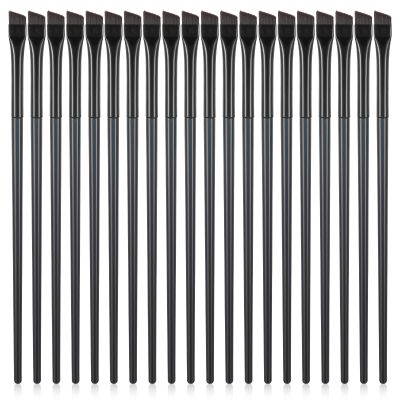 20 Pcs Angled Eyeliner Brushes Set, Eyebrow Tint Brush Fine Angled Point Eye Makeup Brush Applicator Black Flat Eye Brow Brushes