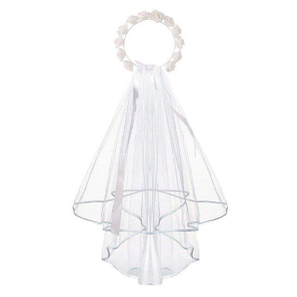 SZYDD Elegant Floral Bridal Headband with Veil Wedding Headwear Bridal Wreath Veil for Bachelorette Party & Bridal Shower