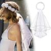 SZYDD Elegant Floral Bridal Headband with Veil Wedding Headwear Bridal Wreath Veil for Bachelorette Party & Bridal Shower view 2
