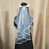 SZYDD Elegant Floral Bridal Headband with Veil Wedding Headwear Bridal Wreath Veil for Bachelorette Party & Bridal Shower view 3