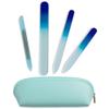 Alban Czech Glass Nail File Set with Manicure Stick & Vegan Leather Cosmetic Case (Royal Blue Nail Files, Light Blue Manicure Stick & Cosmetic Case) view 1