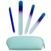 Alban Czech Glass Nail File Set with Manicure Stick & Vegan Leather Cosmetic Case (Royal Blue & Purple Nail Files, Royal Manicure Stick & Light Blue Cosmetic Case) view 1