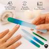 Alban Czech Glass Nail File Set with Manicure Stick & Vegan Leather Cosmetic Case (Green-Blue Nail Files, Green Manicure Stick & Light Blue Cosmetic Case) view 4