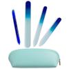 Alban Czech Glass Nail File Set with Manicure Stick & Vegan Leather Cosmetic Case (Royal Blue Nail Files, Royal Manicure Stick & Light Blue Cosmetic Case) view 1