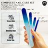 Alban Czech Glass Nail File Set with Manicure Stick & Vegan Leather Cosmetic Case (Royal Blue Nail Files, Royal Manicure Stick & Light Blue Cosmetic Case) view 2