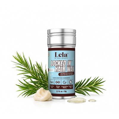 Lela Beauty Locked In Wax Stick Strong Hold Styling with Castor Oil, Shea Butter & Tea Tree Oil - Hydrating Paraben Free Formula for Smooth Frizz Control with No Scent - 2.7fl oz
