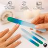 Alban Czech Glass Nail File Set with Manicure Stick & Vegan Leather Cosmetic Case (Green-Blue Nail Files, Light Blue Manicure Stick & Cosmetic Case) view 4