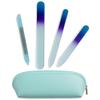 Alban Czech Glass Nail File Set with Manicure Stick & Vegan Leather Cosmetic Case (Royal Blue & Purple Nail Files, Light Blue Manicure Stick & Cosmetic Case) view 1