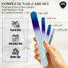 Alban Czech Glass Nail File Set with Manicure Stick & Vegan Leather Cosmetic Case (Royal Blue & Purple Nail Files, Light Blue Manicure Stick & Cosmetic Case) view 2