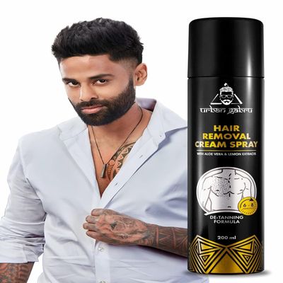 Hair Removal Cream Spray for Men, Painless Body Hair Remover, Fast-Acting Depilatory Spray with Aloe Vera & Lemon Extract, Sensitive Skin Formula, Smooth Hair-Free Skin, 200 ml