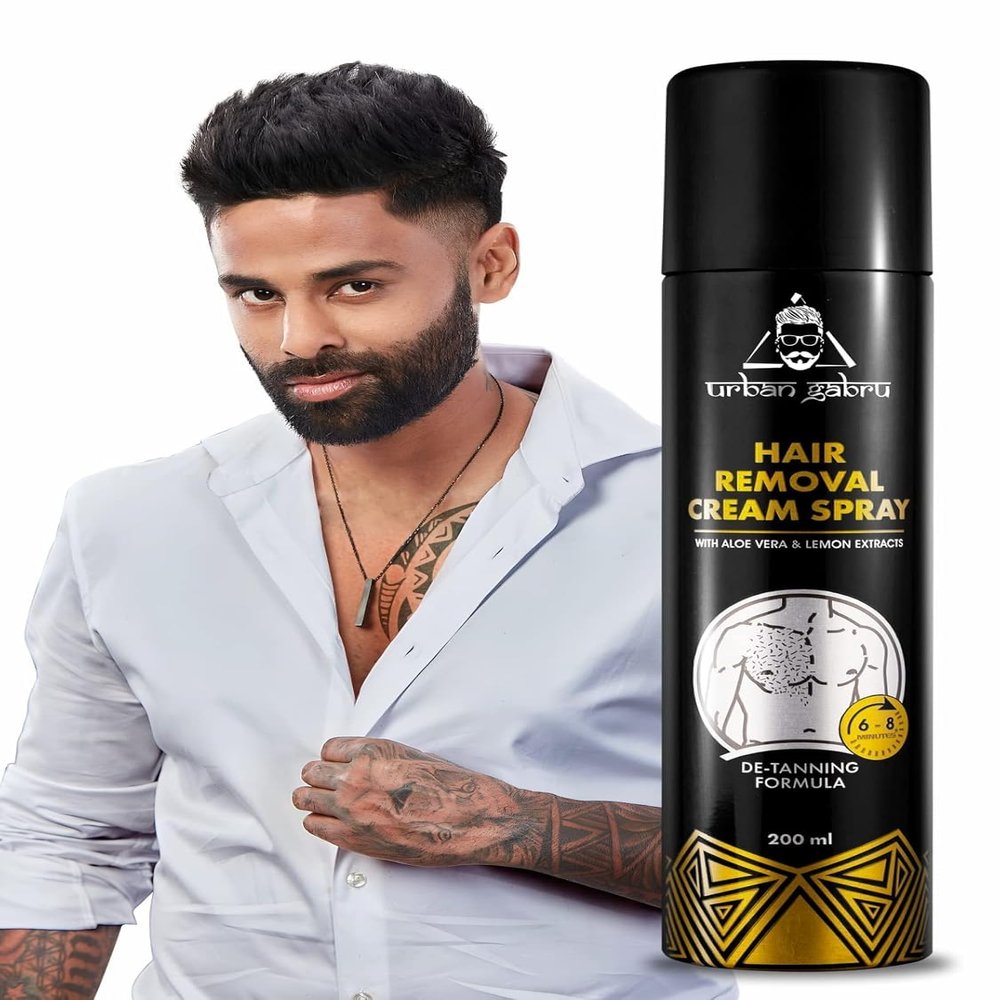 Hair Removal Cream Spray for Men, Painless Body Hair Remover, Fast-Acting Depilatory Spray with Aloe Vera & Lemon Extract, Sensitive Skin Formula, Smooth Hair-Free Skin, 200 ml