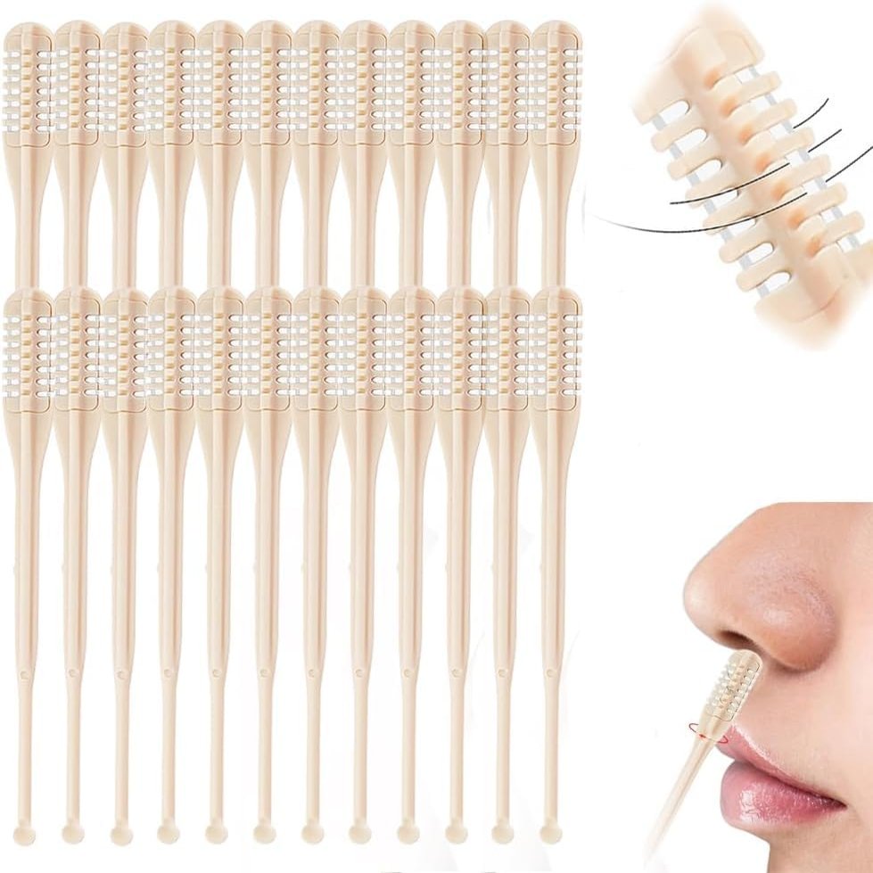 2025 New 2-in-1 Nose Hair Removal Tool,360 Rotating Nose Hair Trimmer Tool for Men and Women,Double-Sided Nasal Hair Cutter & Ear Scoop - Washable Home and Travel Essential (24pcs)