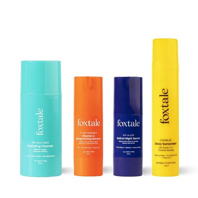 Age Defender Routine (Dewy) Skin Care Kit | Retinol Night Serum 30ml + Vitamin C Face Serum 30ml + Cleanser Face Wash 100ml + Dewy Finish Sunscreen 50ml