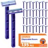 Phafaloop Twin Blade Disposable Razors for Men & Women  135 Pack Bulk Stainless Steel Shavers with Lubricating Strip & Safety Cap, Non-Slip Handle for Sensitive Skin, Travel, Hotel, Charity (Blue) view 1