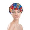 Retro flowwer Reusable Shower Cap for Women, Double Waterproof Layers Bath Hat, Hair Treatment Essentials view 3