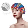 Retro flowwer Reusable Shower Cap for Women, Double Waterproof Layers Bath Hat, Hair Treatment Essentials view 4