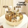360Rotating Organizer,Lazy Cosmetic Perfume Storage Organizer,Large-Capacity Round Display Box,Suitable for Bathroom Countertops,Dressers (Cream White) view 2