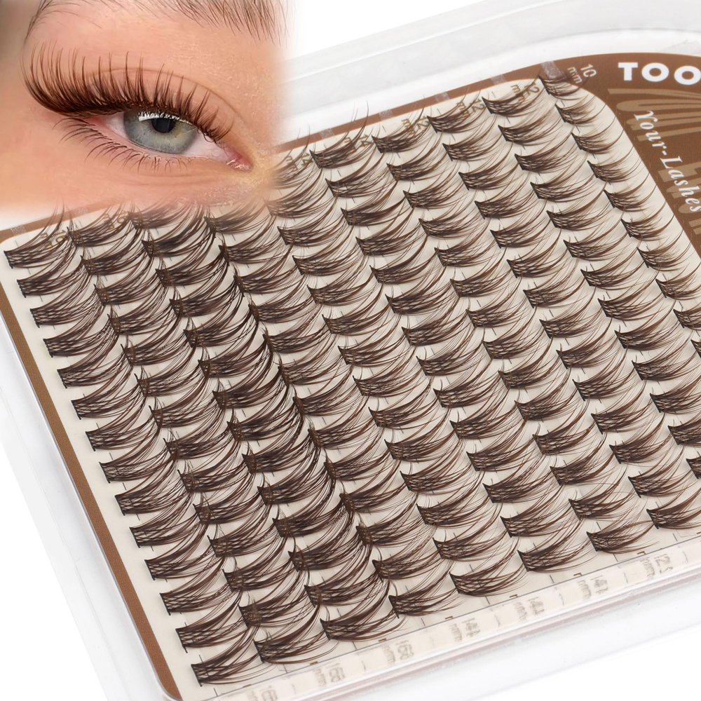 Brown Lash Clusters C Curl Natural Eyelash Clusters 140pcs Anime Wispy Individual Lashes Extension with Thin Band 10-16mm DIY Brown Cluster Eyelash Extensions by TOOCHUNAG