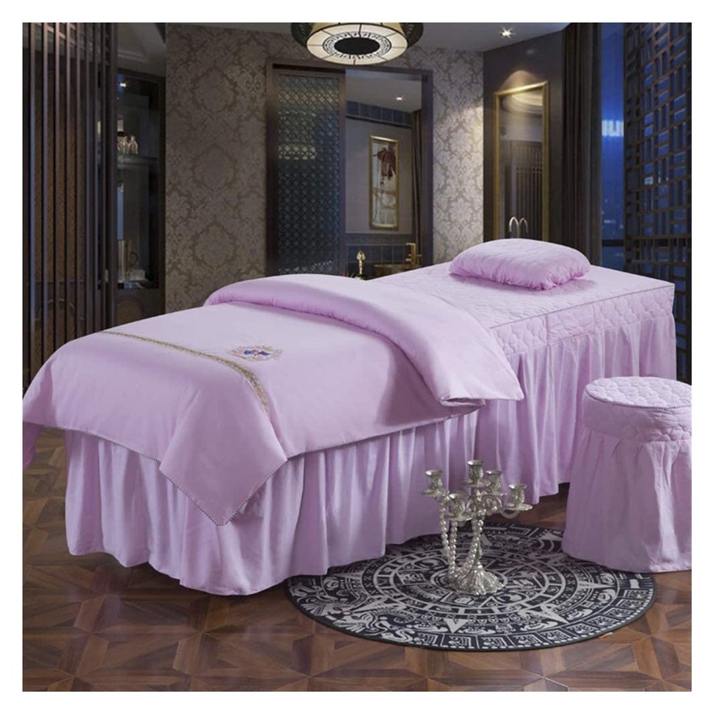 ZHOUYANB 4 Piece Microfiber Massage Table Sheet Set - Cotton Soft Salon Beauty Bed Cover Printed Simple Spa 70x190cm (28x75inch) (h Single 28x75inch)