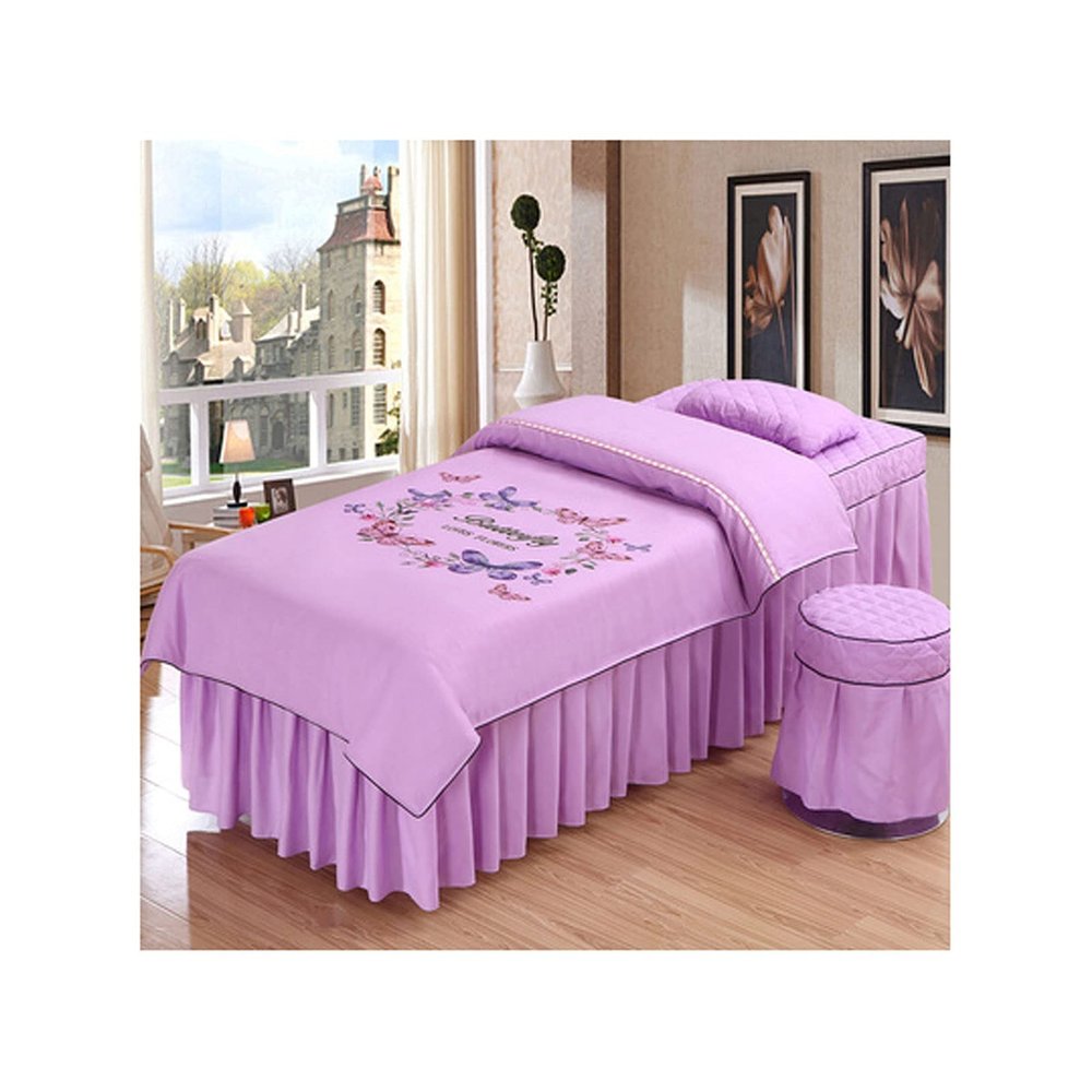 ZHOUYANB Massage Table Sheet Set European Style Simple Beauty Bed Cover of Four - Piece for Salon Bedspread with (Purple 70 * 190cm)