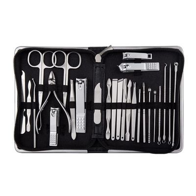 26-Piece Stainless Steel Manicure Pedicure Set with Cuticle Nipper, Nail Clippers & Grooming Kit