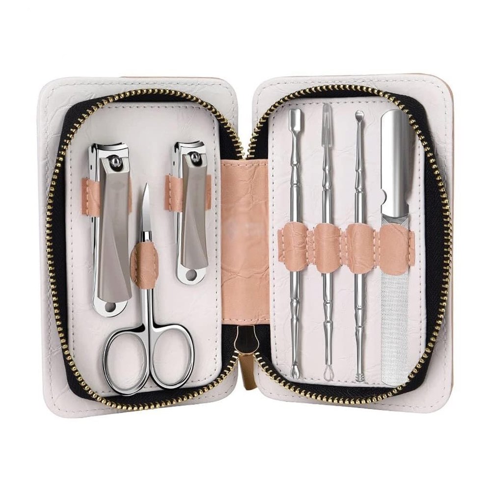 7-Piece Professional Manicure & Pedicure Set with Travel Case Stainless Steel Nail Clippers Kit