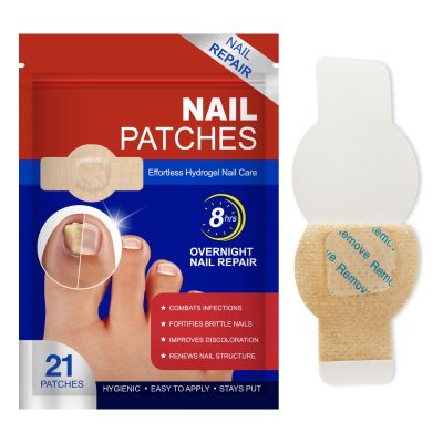 Fungal Nail Patches for Toenail Care 21 PCS Extra Strength Overnight Hydrogel Nail Repair Patches for Damaged, Thick & Discolored Nails, 8 Hour Moisturizing Toenail Treatment for Men Women