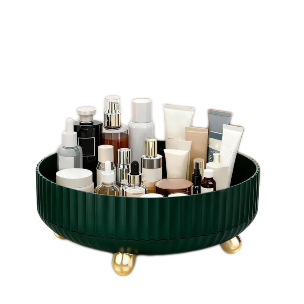 360Rotating Organizer,Lazy Cosmetic Perfume Storage Organizer,Large-Capacity Round Display Box,Suitable for Bathroom Countertops,Dressers (Peacock Green)