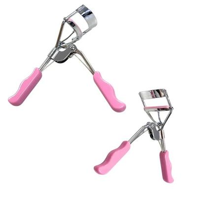 Amazing Shine Professional Eyelash Curler, Pink Handle, Stainless Steel Frame with Silicone Pad