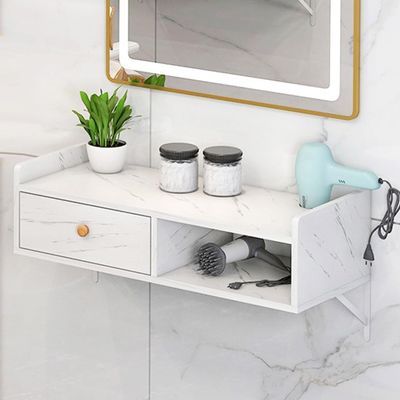 WSNCXFW Wall Mount Beauty Salon Station, Hanging Wall Cabinet with Open Space,Hair Dryer Holes and Drawer Hair Salon Tool Table Shelf,for Hair Salon, Beauty Shop,C,60cm/23.62in