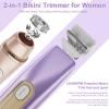 Bikini Trimmer for Women, 2-in-1 Electric Razor for Women, IPX6 Waterproof Wet & Dry Dermave Bikini Shaver, Rechargeable Pubic Hair Trimmer, Electric Shaver for Legs Body Face Hair view 3