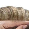 Toupee for Men Hair Pieces Mens Toupee Human Hair Replacement System Invisible V-Looped 0.06mm Thin Skin Mens Hair Units Wigs #2020 Light Ash Blonde+20% Gray view 3