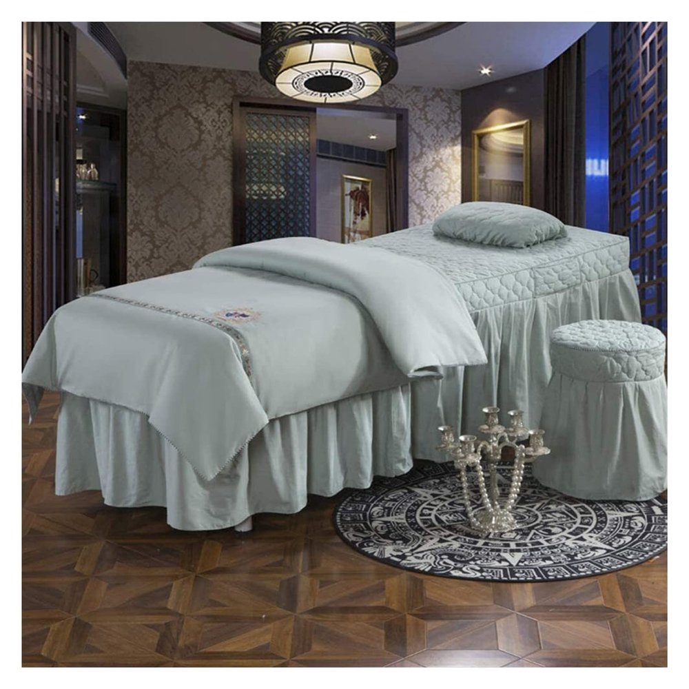 ZHOUYANB 4 Piece Microfiber Massage Table Sheet Set - Cotton Soft Salon Beauty Bed Cover Printed Simple Spa 70x190cm (28x75inch) (b Single 70x185cm 28x73inch)