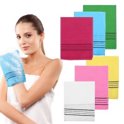 6PCS Exfoliating Cloth Gloves, Colorful Exfoliating Bath Cloth, 14x18.5cm/5.5x7.2 Inch Exfoliating-Washcloth for Women and Men, Double Sided Scrub Mitt for Removing Dead Skin, Dirt and Grease