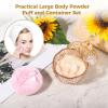 3-Piece Amber Glass Powder Puff Container Set with Lid, Crown Pattern, Large Puff for Powdering Body view 3