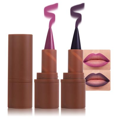 2in1 Gradient Lip Liner & Lipstick Combo,Matte Longwear Waterproof Lip Pencil with Cone Tip,Smudge Proof Crayon for Flawless Ombre Contour,Women's Long Lasting Makeup Set(07Lilac Dream+08Violet Noir)