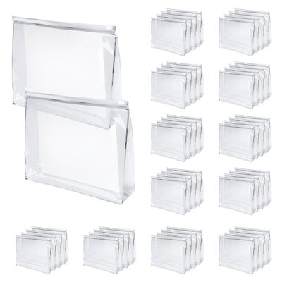 50 Pcs Mini Clear Makeup Bag Travel Toiletry Organizer Zipper Pouches, 8.66 x 6.88 Inches Waterproof Organizer, Vacation Bathing Suits Storage Bags, Fit Cosmetic Vanity Drawers Sorting Storage