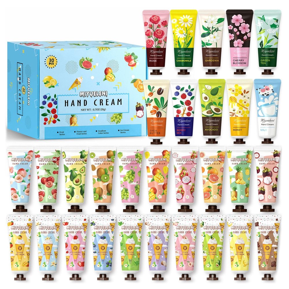 30 Pack Hand Cream Gift Set, Hand Lotion Travel Size for Dry Hands, Gifts for Women,Teen girls, Holidays, Birthdays, Thank You Gifts, Christmas, Stocking Stuffers, Small Gifts Unisex Bulk 20ml