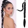 32inch Braid Ponytail Extension with Hair Tie Straight Sleek Wrap Around Hair Black Braided Hair Extensions Soft Synthetic Long Braid Ponytail Extension (1B, 32inch(Pack of 1)) view 1