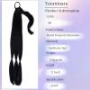 32inch Braid Ponytail Extension with Hair Tie Straight Sleek Wrap Around Hair Black Braided Hair Extensions Soft Synthetic Long Braid Ponytail Extension (1B, 32inch(Pack of 1)) view 2
